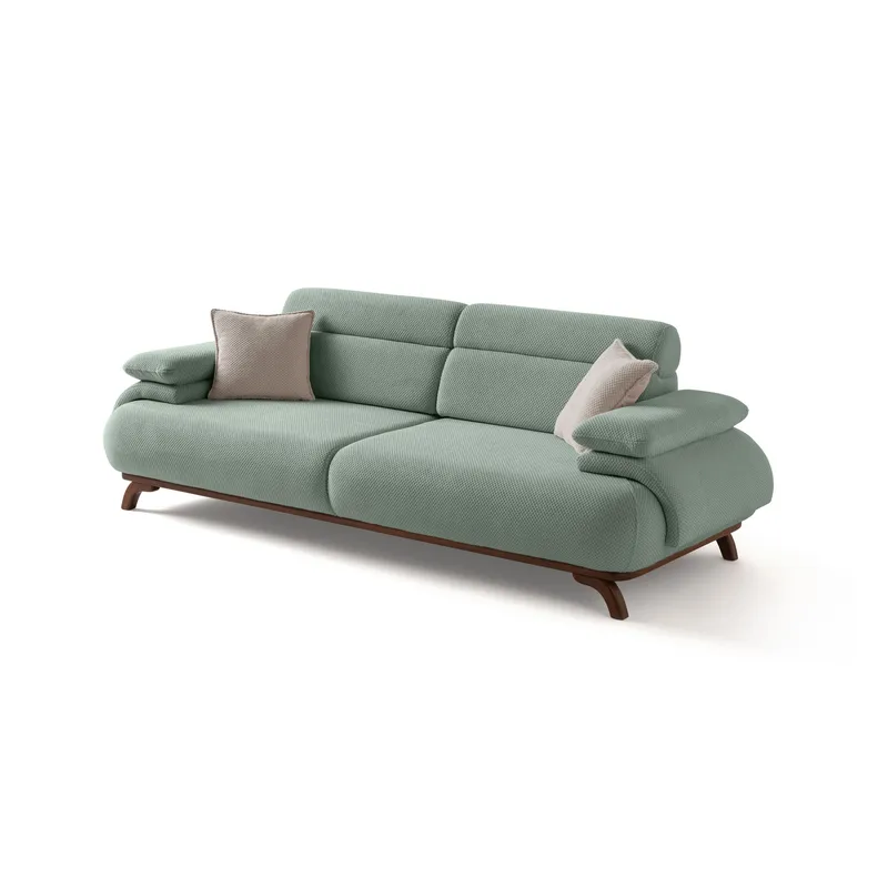 3-personers sofa Atelier Del Sofa Bonjo Valnød (246 x 81 x 97 cm) Sea Green, Havgrøn
