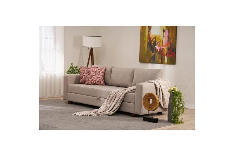 3-personers sovesofa Iroulport Beige - Beige - Møbler - Sofaer - Sovesofaer