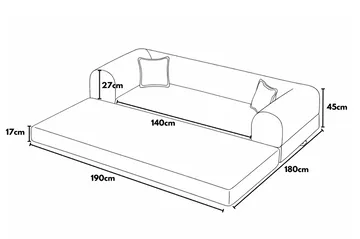 3-personers sovesofa Atelier Del Sofa Legom Eco (190 x 90 x 25 cm) Grøn - Møbler - Sofaer - Sovesofaer