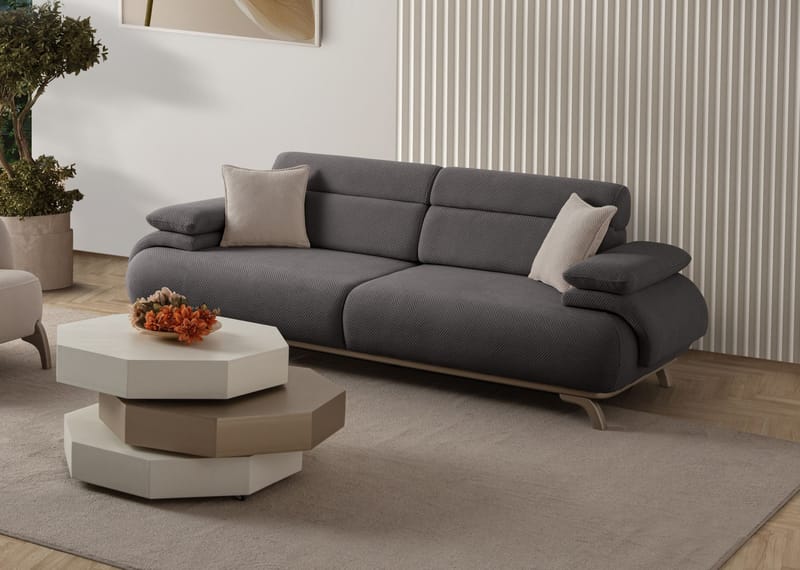 3-personers sofa Atelier Del Sofa Bonjo Silver (246 x 81 x 97 cm) Antracit - Antracit - Møbler - Sofaer - 3 personers sofa
