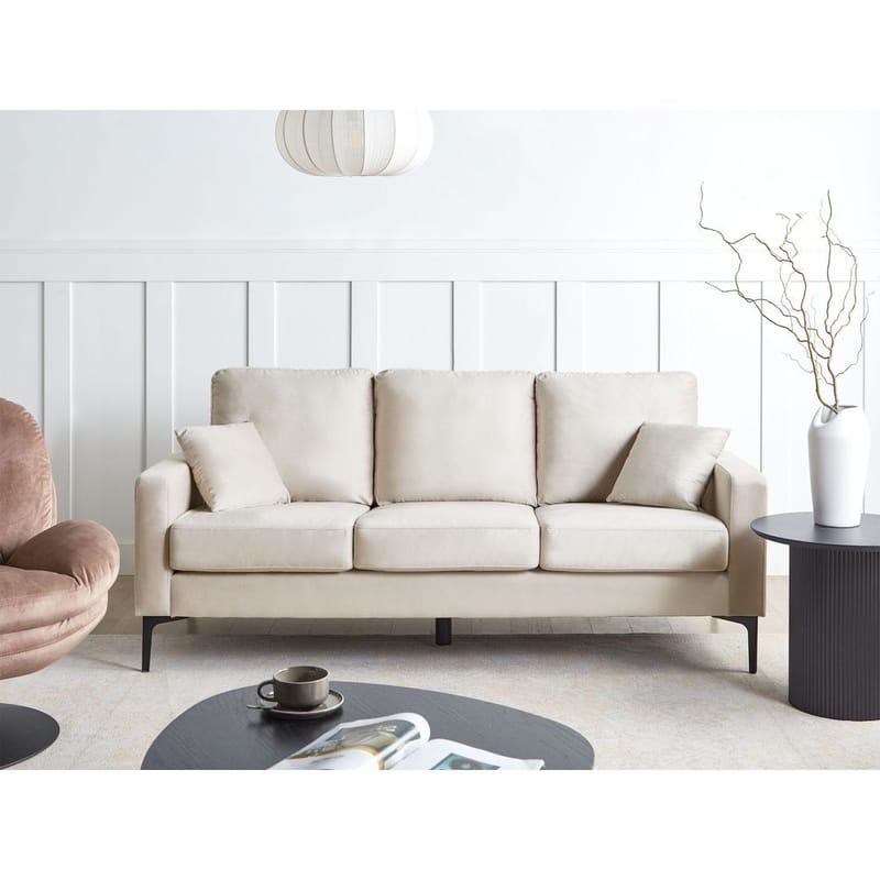 3-personers sofa Gavle - Beige, sort/Polyester - Møbler - Sofaer - 3 personers sofa