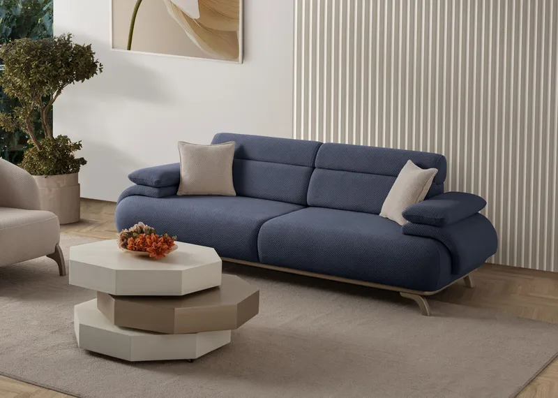 3-personers sofa Atelier Del Sofa Bonjo Silver (246 x 81 x 97 cm) Marineblå - Marineblå - Møbler - Sofaer - 3 personers sofa