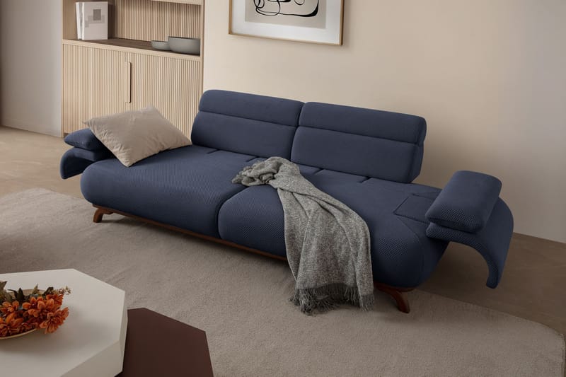 3-personers sofa Atelier Del Sofa Bonjo Valnød (246 x 81 x 97 cm) Marineblå - Marineblå - Møbler - Sofaer - 3 personers sofa
