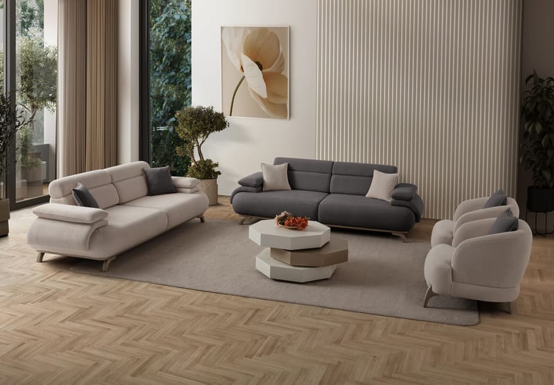 3-personers sofa Atelier Del Sofa Bonjo Silver (246 x 81 x 97 cm) Antracit - Antracit - Møbler - Sofaer - 3 personers sofa