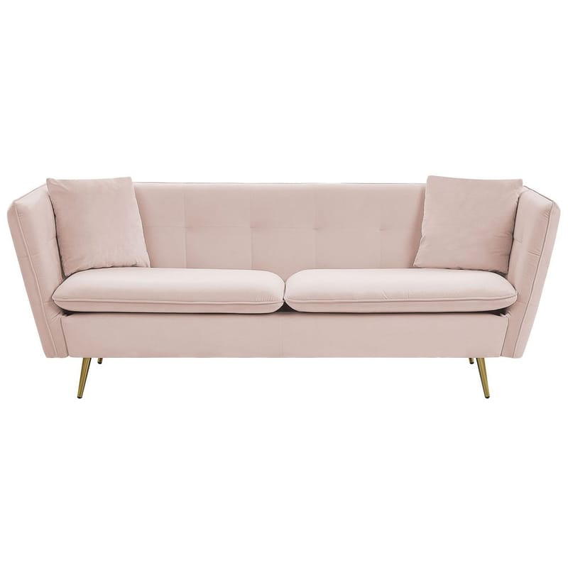 3-personers sofa Frederica, Rosa, guld/Fløjl