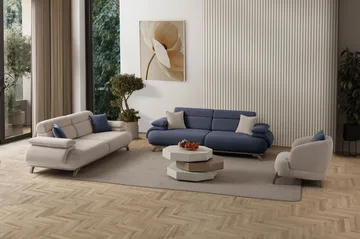 3-personers sofa Atelier Del Sofa Bonjo Silver (246 x 81 x 97 cm) Marineblå - Marineblå - Møbler - Sofaer - 3 personers sofa