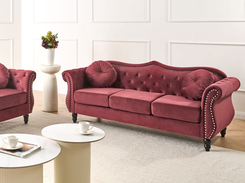 3-personers sofa Skien - Mørkerød - Møbler - Sofaer - Chesterfield sofaer
