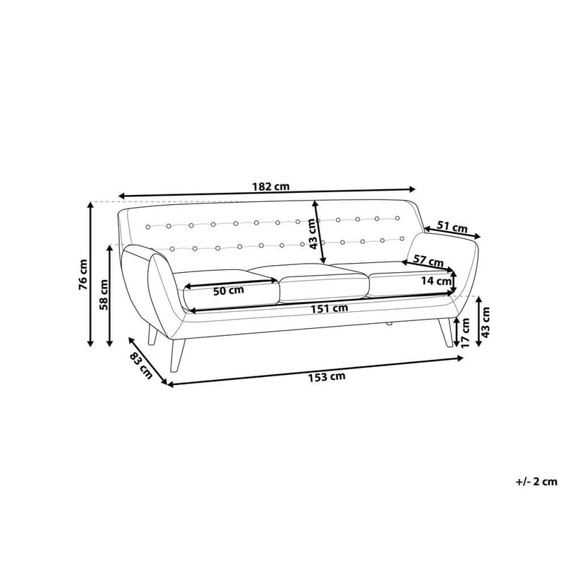 3-personers sofa Motala - Møbler - Sofaer - Chesterfield sofaer
