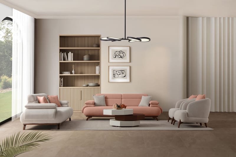 3-personers sofa Atelier Del Sofa Bonjo Valnød (246 x 81 x 97 cm) Pudder - Pudder - Møbler - Sofaer - 3 personers sofa
