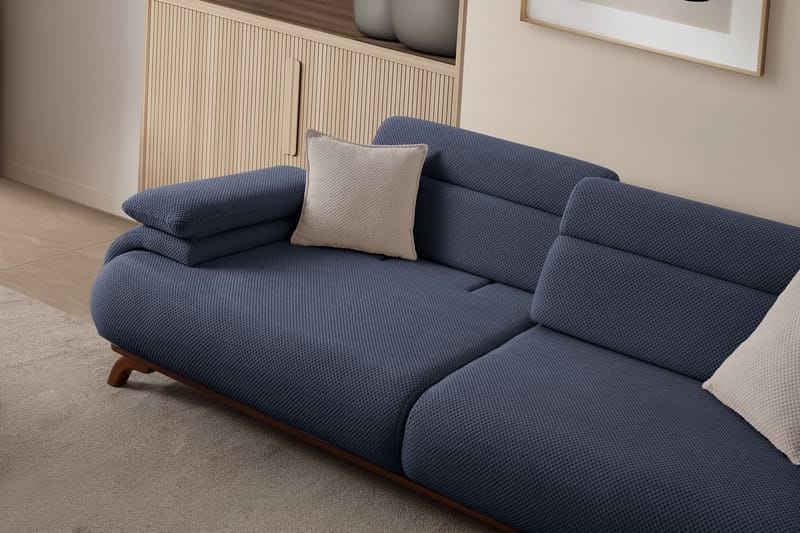 3-personers sofa Atelier Del Sofa Bonjo Valnød (246 x 81 x 97 cm) Marineblå - Marineblå - Møbler - Sofaer - 3 personers sofa