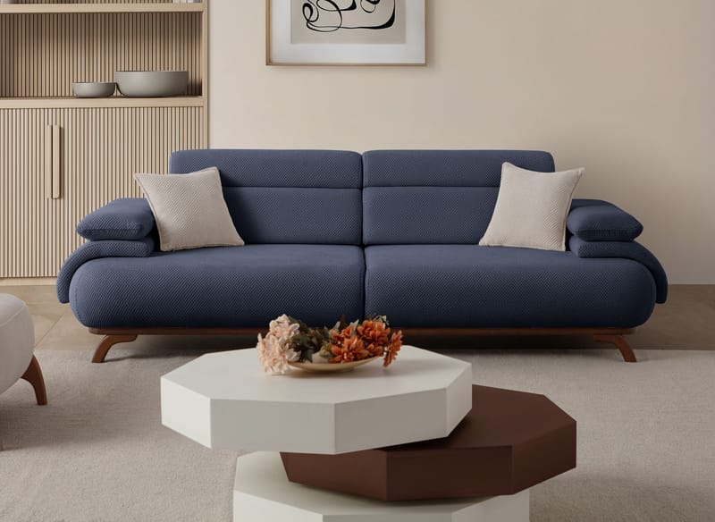 3-personers sofa Atelier Del Sofa Bonjo Valnød (246 x 81 x 97 cm) Marineblå - Marineblå - Møbler - Sofaer - 3 personers sofa