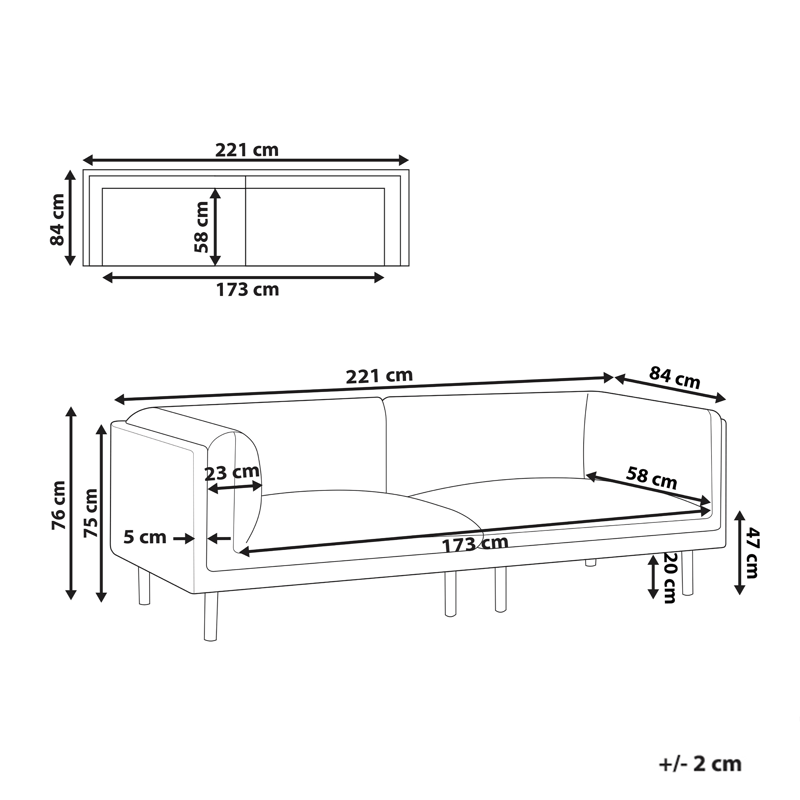 3-personers sofa Vorgod Stof - Mørkeblå - Møbler - Sofaer - 3 personers sofa