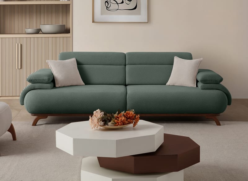 3-personers sofa Atelier Del Sofa Bonjo Valnød (246 x 81 x 97 cm) Grøn - Grøn - Møbler - Sofaer - 3 personers sofa