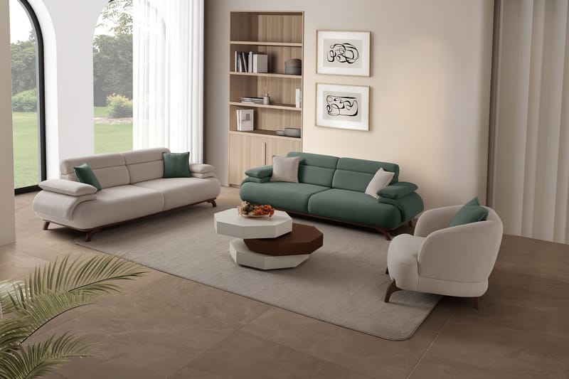 3-personers sofa Atelier Del Sofa Bonjo Valnød (246 x 81 x 97 cm) Grøn - Grøn - Møbler - Sofaer - 3 personers sofa