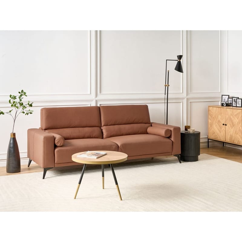 3-personers sofa Ange - Brun, Sort/Vegansk økologisk kunstlæder - Møbler - Sofaer - 3 personers sofa