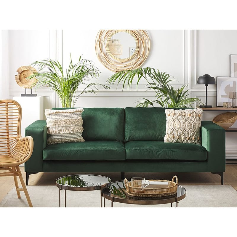 3-personers sofa Vadstena - Grøn, Sort/Velvet - Møbler - Sofaer - Velour sofaer