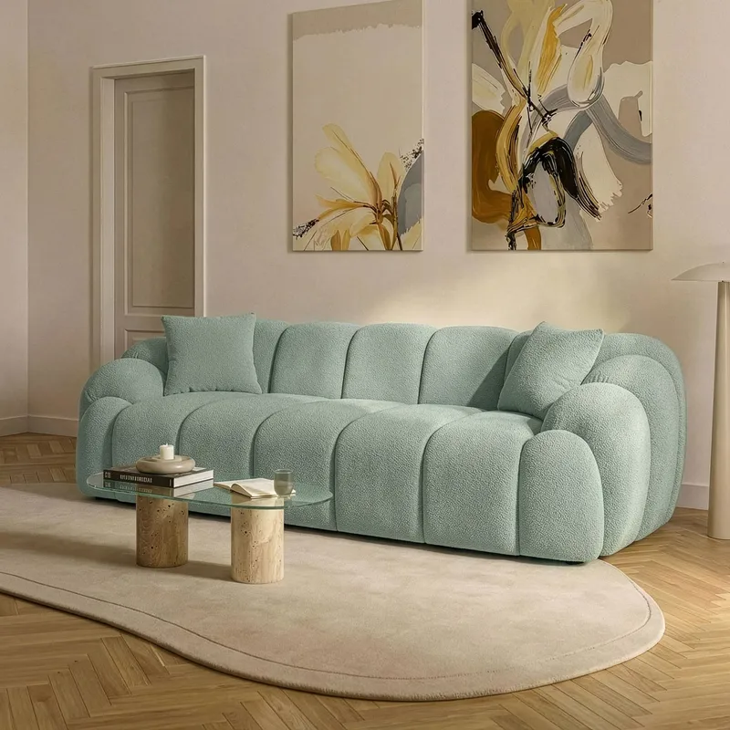 3-personers sofa Atelier Del Sofa Octavio (233 x 70 x 80 cm) Turkis - Møbler - Sofaer - 3 personers sofa