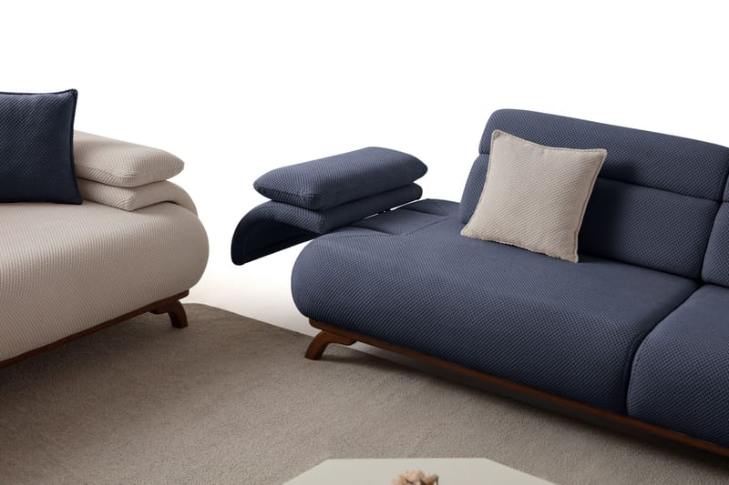 3-personers sofa Atelier Del Sofa Bonjo Valnød (246 x 81 x 97 cm) Marineblå - Marineblå - Møbler - Sofaer - 3 personers sofa