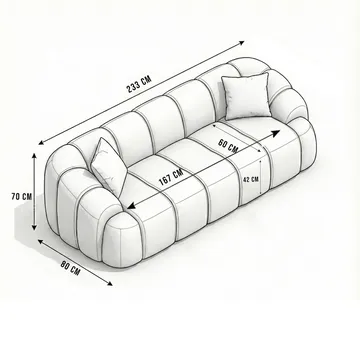 3-personers sofa Atelier Del Sofa Octavio (233 x 70 x 80 cm) Tile Red - Møbler - Sofaer - 3 personers sofa