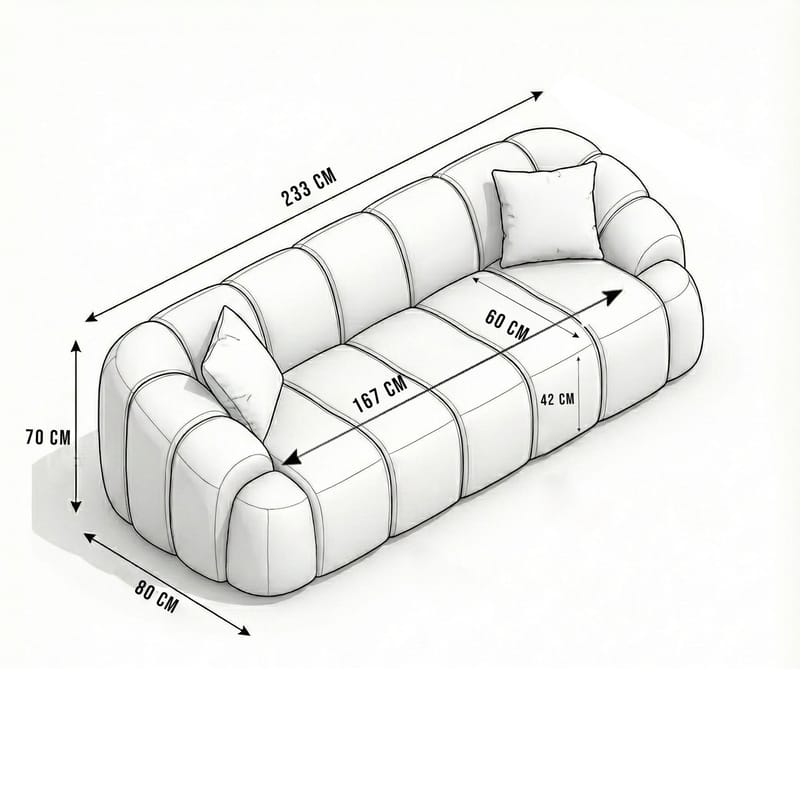 3-personers sofa Atelier Del Sofa Octavio (233 x 70 x 80 cm) Tile Red - Møbler - Sofaer - 3 personers sofa
