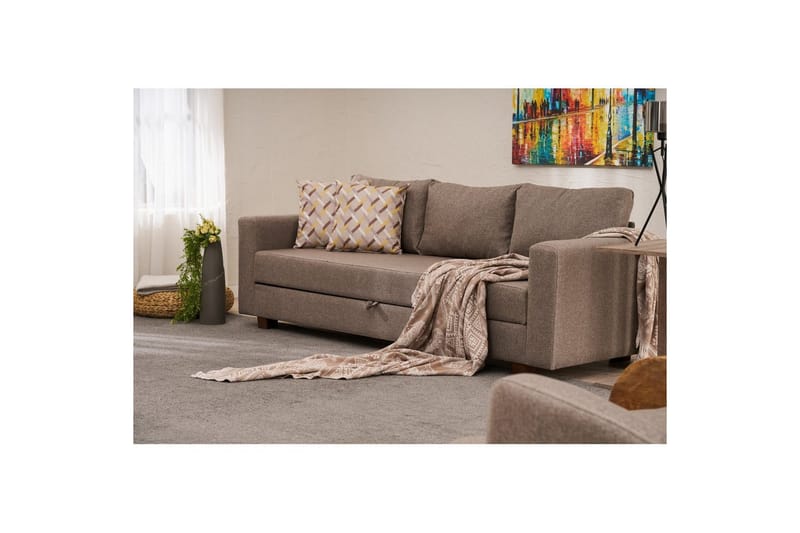 3-personers sovesofa Iroulport Arzilla Brun - Brun - Møbler - Sofaer - Sovesofaer