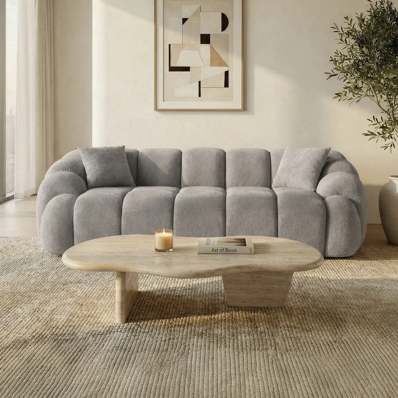 3-personers sofa Atelier Del Sofa Octavio (233 x 70 x 80 cm) Grå - Møbler - Sofaer - 3 personers sofa