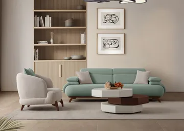 3-personers sofa Atelier Del Sofa Bonjo Valnød (246 x 81 x 97 cm) Sea Green - Havgrøn - Møbler - Sofaer - 3 personers sofa