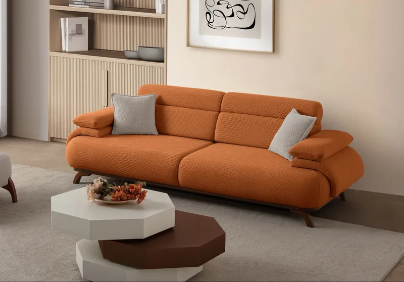 3-personers sofa Atelier Del Sofa Bonjo Valnød (246 x 81 x 97 cm) Tile Red - Teglstenrød - Møbler - Sofaer - 3 personers sofa