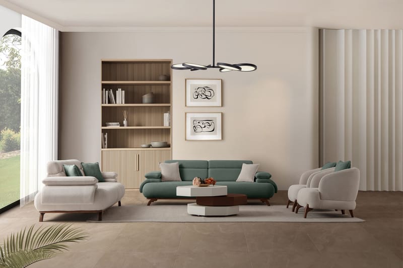 3-personers sofa Atelier Del Sofa Bonjo Valnød (246 x 81 x 97 cm) Grøn - Grøn - Møbler - Sofaer - 3 personers sofa