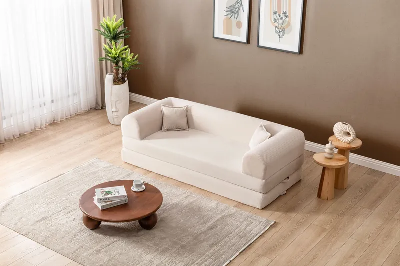 3-personers sovesofa Atelier Del Sofa Legom Eco (190 x 90 x 25 cm) Creme - Møbler - Sofaer - Sovesofaer