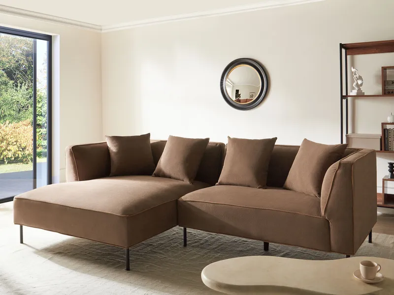 3-personers sofa Sater Højrevendt - Brun - Møbler - Sofaer - Sofa med chaiselong
