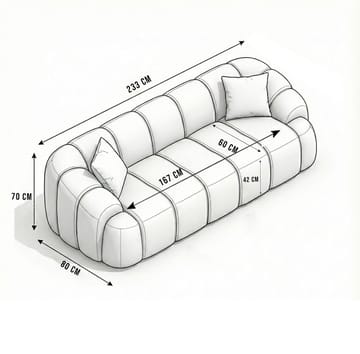 3-personers sofa Atelier Del Sofa Octavio (233 x 70 x 80 cm) Grå - Møbler - Sofaer - 3 personers sofa