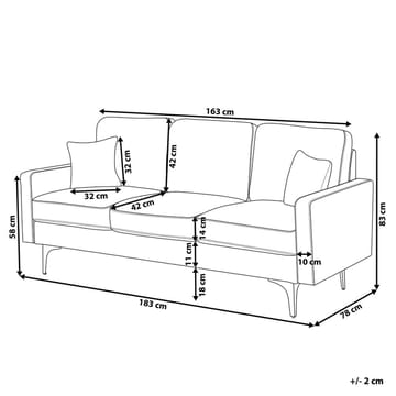 3-personers sofa Gavle - Beige, sort/Polyester - Møbler - Sofaer - 3 personers sofa