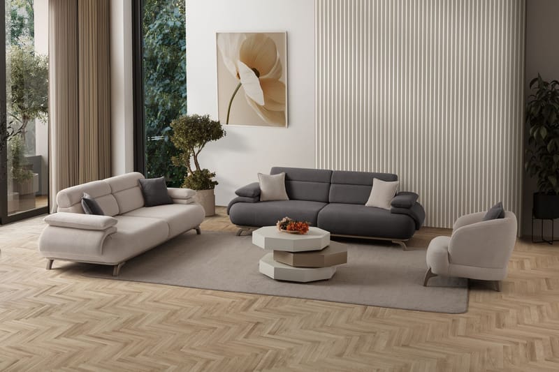 3-personers sofa Atelier Del Sofa Bonjo Silver (246 x 81 x 97 cm) Antracit - Antracit - Møbler - Sofaer - 3 personers sofa