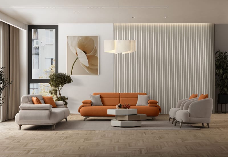 3-personers sofa Atelier Del Sofa Bonjo Silver (246 x 81 x 97 cm) Tile Red - Teglstenrød - Møbler - Sofaer - 3 personers sofa