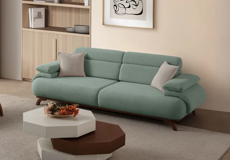 3-personers sofa Atelier Del Sofa Bonjo Valnød (246 x 81 x 97 cm) Sea Green - Havgrøn - Møbler - Sofaer - 3 personers sofa