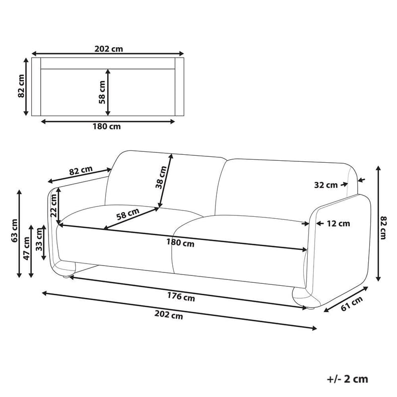 3-personers sofa Saland - Hvid - Møbler - Sofaer - 3 personers sofa