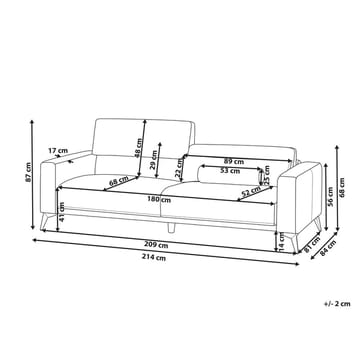 3-personers sofa Ange - Rød, Sort/Polyester - Møbler - Sofaer - 3 personers sofa