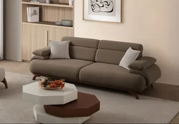 3-personers sofa Atelier Del Sofa Bonjo Valnød (246 x 81 x 97 cm) Jord - Jord - Møbler - Sofaer - 3 personers sofa