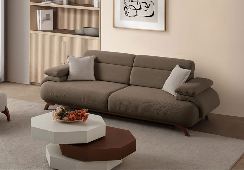3-personers sofa Atelier Del Sofa Bonjo Valnød (246 x 81 x 97 cm) Jord - Jord - Møbler - Sofaer - 3 personers sofa
