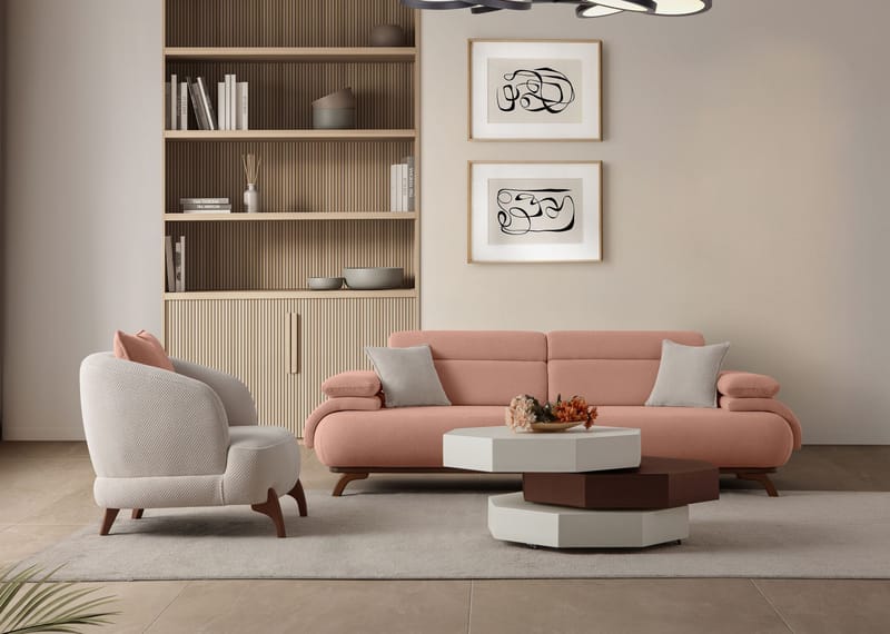 3-personers sofa Atelier Del Sofa Bonjo Valnød (246 x 81 x 97 cm) Pudder - Pudder - Møbler - Sofaer - 3 personers sofa
