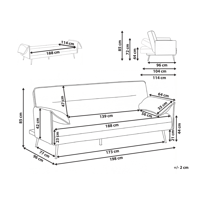 3-personers sofa Vayla - Off-White - Møbler - Sofaer - Sovesofaer