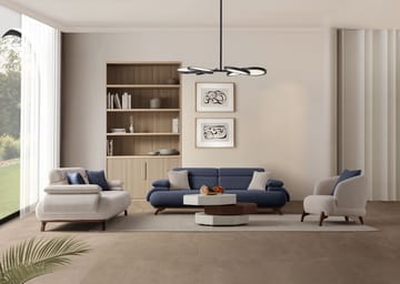3-personers sofa Atelier Del Sofa Bonjo Valnød (246 x 81 x 97 cm) Marineblå - Marineblå - Møbler - Sofaer - 3 personers sofa