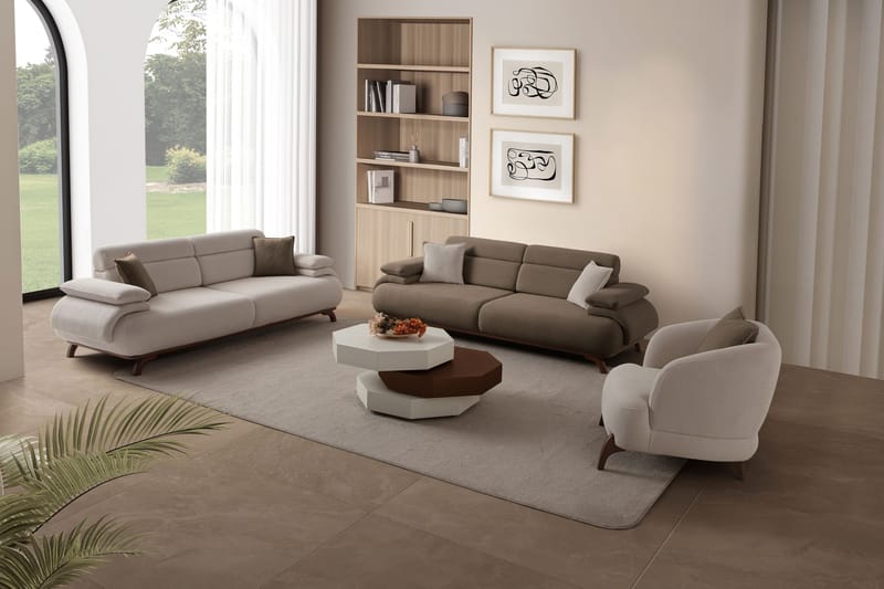 3-personers sofa Atelier Del Sofa Bonjo Valnød (246 x 81 x 97 cm) Jord - Jord - Møbler - Sofaer - 3 personers sofa