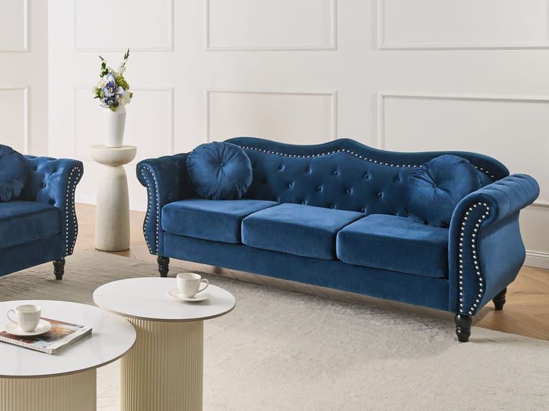 3-personers sofa Skien - Marineblå - Møbler - Sofaer - Chesterfield sofaer