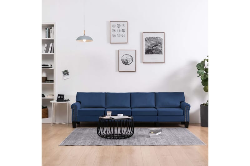4-personers sofa stof blå - Blå - Møbler - Sofaer - 4 personers sofa
