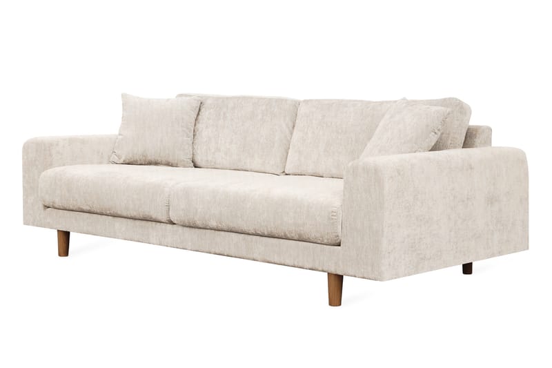 Boel 4-personers Veloursofa - Beige/Eg - Møbler - Sofaer - 4 personers sofa
