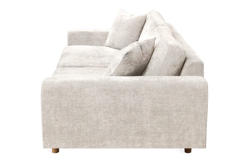 Boel 4-personers Veloursofa - Beige/Eg - Møbler - Sofaer - 4 personers sofa