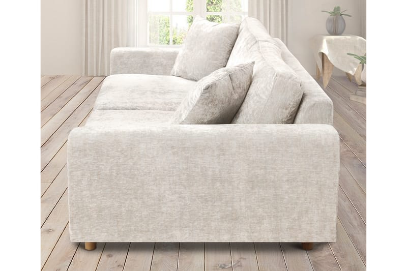 Boel 4-personers Veloursofa - Beige/Eg - Møbler - Sofaer - 4 personers sofa