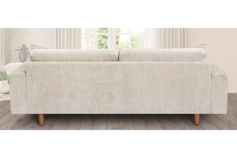 Boel 4-personers Veloursofa - Beige/Eg - Møbler - Sofaer - 4 personers sofa